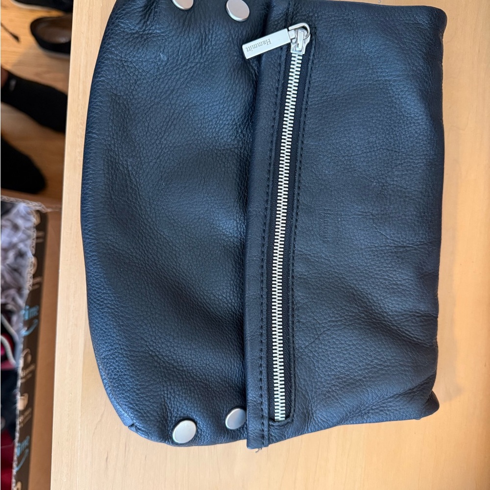 Hammett Black Leather Zip Clutch/shoulder bag